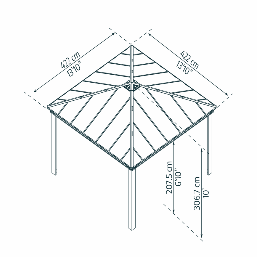 Pavillon, Dallas 4,2 x 4,2 m, antracitgrå